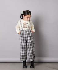 KJLJA34039 a.v.v KIDS(アー・ヴェ・ヴェ) [120-160]サス付きチェックワイドパンツ ホワイト