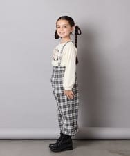 KJLJA34039 a.v.v KIDS(アー・ヴェ・ヴェ) [120-160]サス付きチェックワイドパンツ ホワイト
