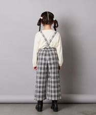 KJLJA34039 a.v.v KIDS(アー・ヴェ・ヴェ) [120-160]サス付きチェックワイドパンツ ホワイト