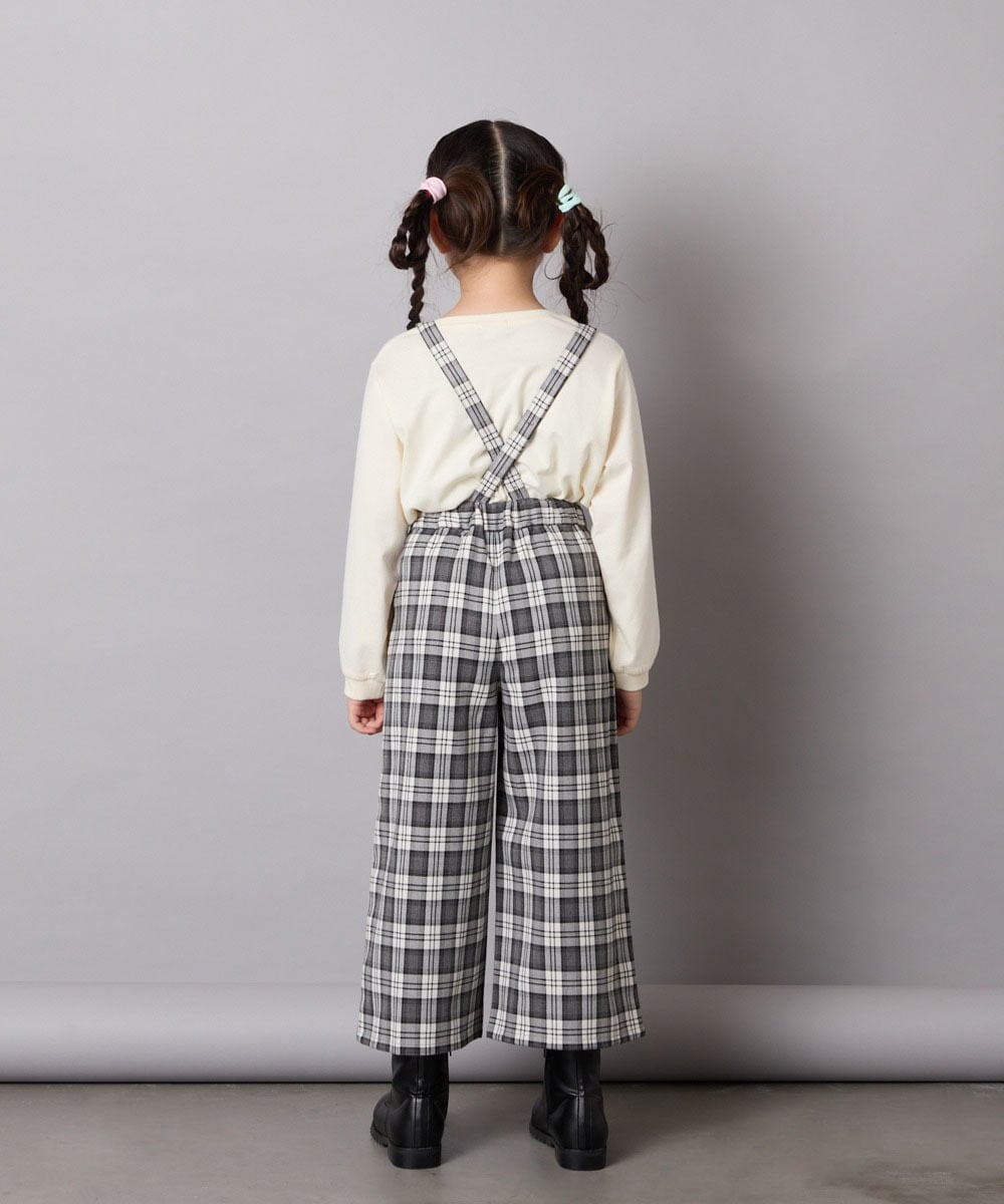 KJLJA34039 a.v.v KIDS(アー・ヴェ・ヴェ) [120-160]サス付きチェックワイドパンツ ホワイト