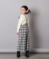 KJLJA34039 a.v.v KIDS(アー・ヴェ・ヴェ) [120-160]サス付きチェックワイドパンツ ホワイト
