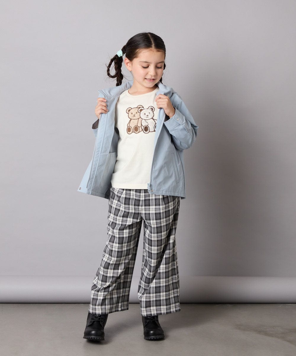 KJLJA34039 a.v.v KIDS(アー・ヴェ・ヴェ) [120-160]サス付きチェックワイドパンツ ホワイト