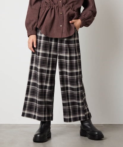 KJLJA34039 a.v.v KIDS [120-160]サス付きチェックワイドパンツ