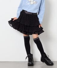 KJLJD09039 a.v.v KIDS(アー・ヴェ・ヴェ) [110-130]水玉プリーツシフォンパンツ ブラック