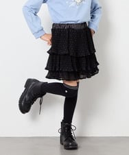 KJLJD09039 a.v.v KIDS(アー・ヴェ・ヴェ) [110-130]水玉プリーツシフォンパンツ ブラック