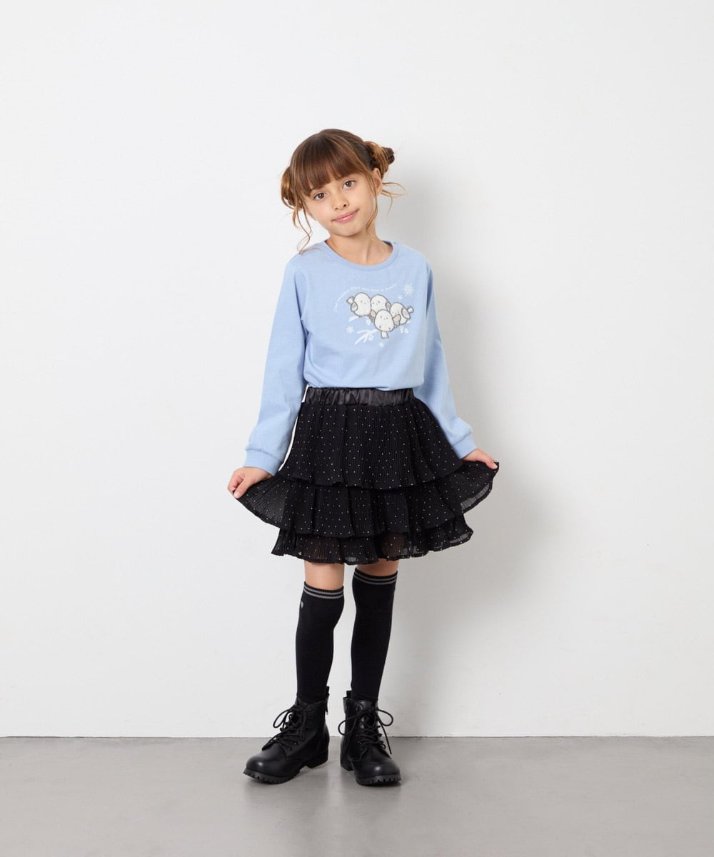 KJLJD09039 a.v.v KIDS(アー・ヴェ・ヴェ) [110-130]水玉プリーツシフォンパンツ ブラック