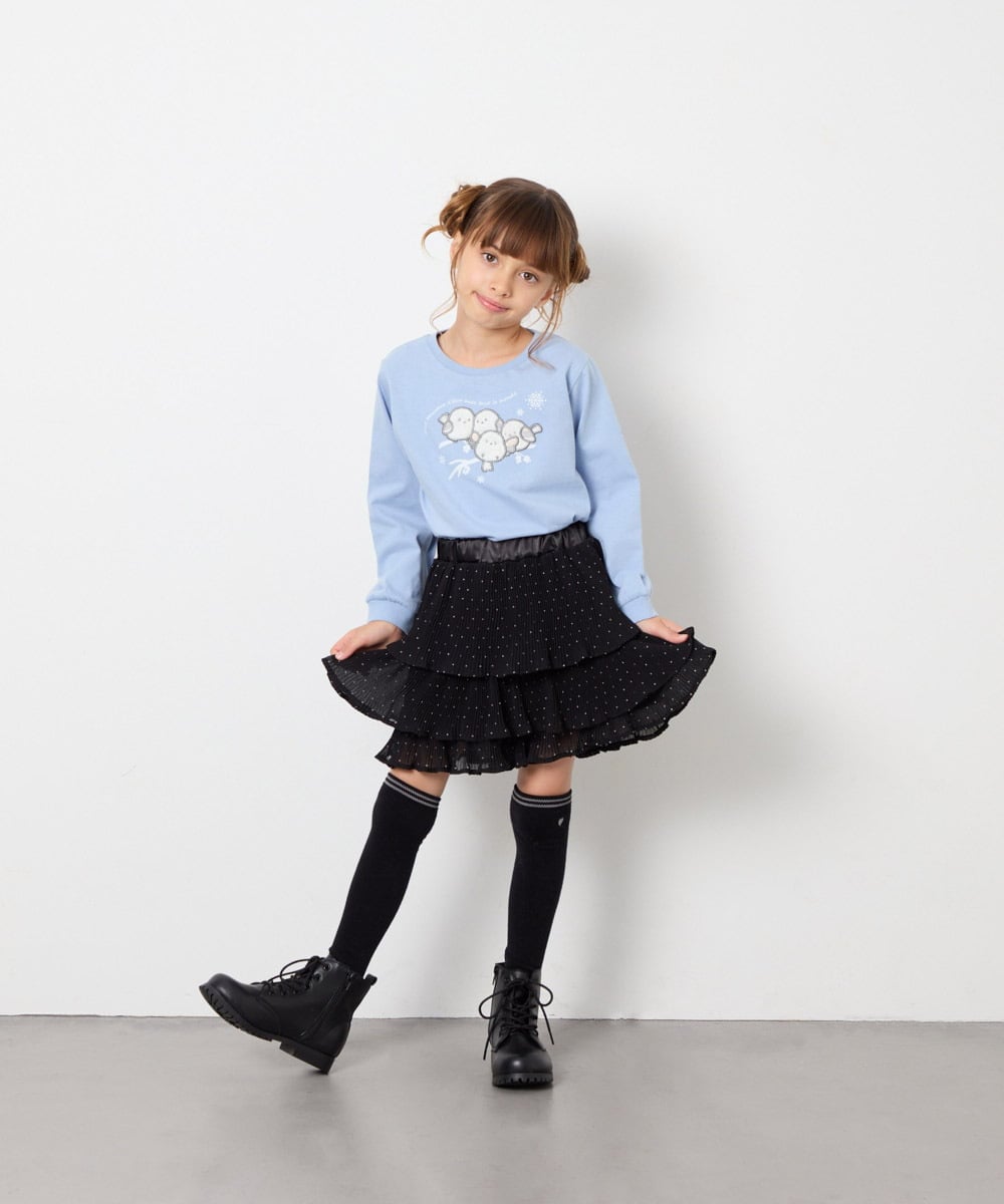 KJLJD09039 a.v.v KIDS(アー・ヴェ・ヴェ) [110-130]水玉プリーツシフォンパンツ ブラック