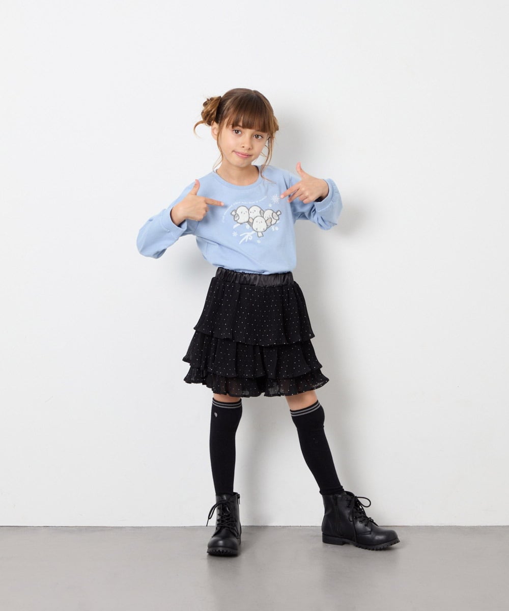 KJLJD09039 a.v.v KIDS(アー・ヴェ・ヴェ) [110-130]水玉プリーツシフォンパンツ ブラック