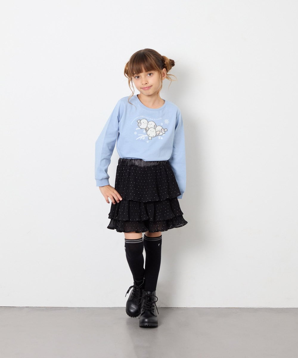 KJLJD09039 a.v.v KIDS(アー・ヴェ・ヴェ) [110-130]水玉プリーツシフォンパンツ ブラック
