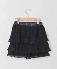 KJLJD09039 a.v.v KIDS(アー・ヴェ・ヴェ) [110-130]水玉プリーツシフォンパンツ ブラック