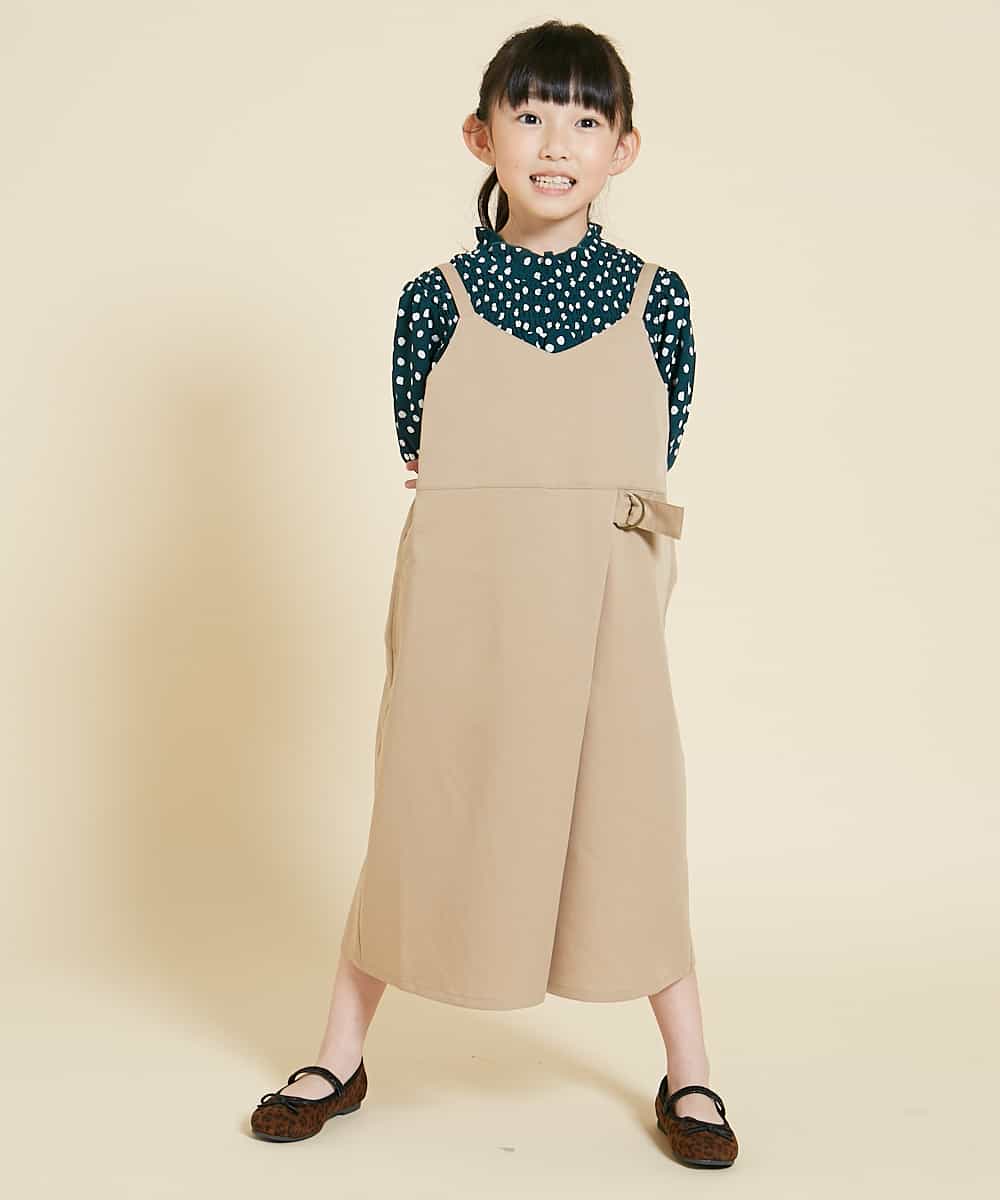 KJLJH61044 a.v.v KIDS(アー・ヴェ・ヴェ) [140-150]エプロンサロペット ベージュ
