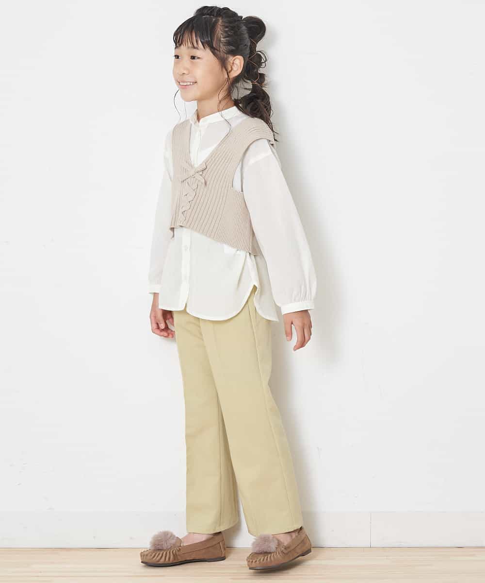 KJLJJ03029 a.v.v KIDS(アー・ヴェ・ヴェ) [100-130]センタープレスセミフレアパンツ[WEB限定サイズ] イエロー