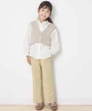 KJLJJ03029 a.v.v KIDS(アー・ヴェ・ヴェ) [100-130]センタープレスセミフレアパンツ[WEB限定サイズ] イエロー