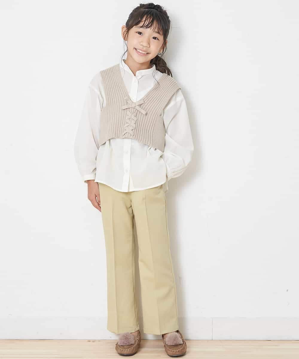 KJLJJ03029 a.v.v KIDS(アー・ヴェ・ヴェ) [100-130]センタープレスセミフレアパンツ[WEB限定サイズ] イエロー