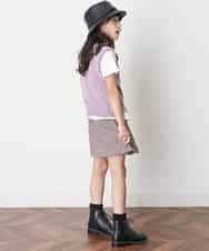 KJLJM23029 a.v.v KIDS(アー・ヴェ・ヴェ) [100-130]チェックガラアシメフロントラップパンツ ボルドー