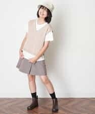 KJLJM23029 a.v.v KIDS(アー・ヴェ・ヴェ) [100-130]チェックガラアシメフロントラップパンツ ボルドー