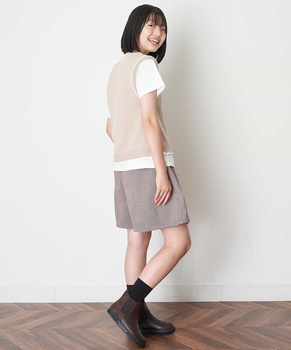 KJLJM23029 a.v.v KIDS(アー・ヴェ・ヴェ) [100-130]チェックガラアシメフロントラップパンツ ボルドー