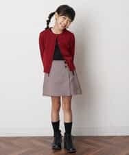 KJLJM23029 a.v.v KIDS(アー・ヴェ・ヴェ) [100-130]チェックガラアシメフロントラップパンツ ボルドー