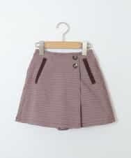 KJLJM23029 a.v.v KIDS(アー・ヴェ・ヴェ) [100-130]チェックガラアシメフロントラップパンツ ボルドー