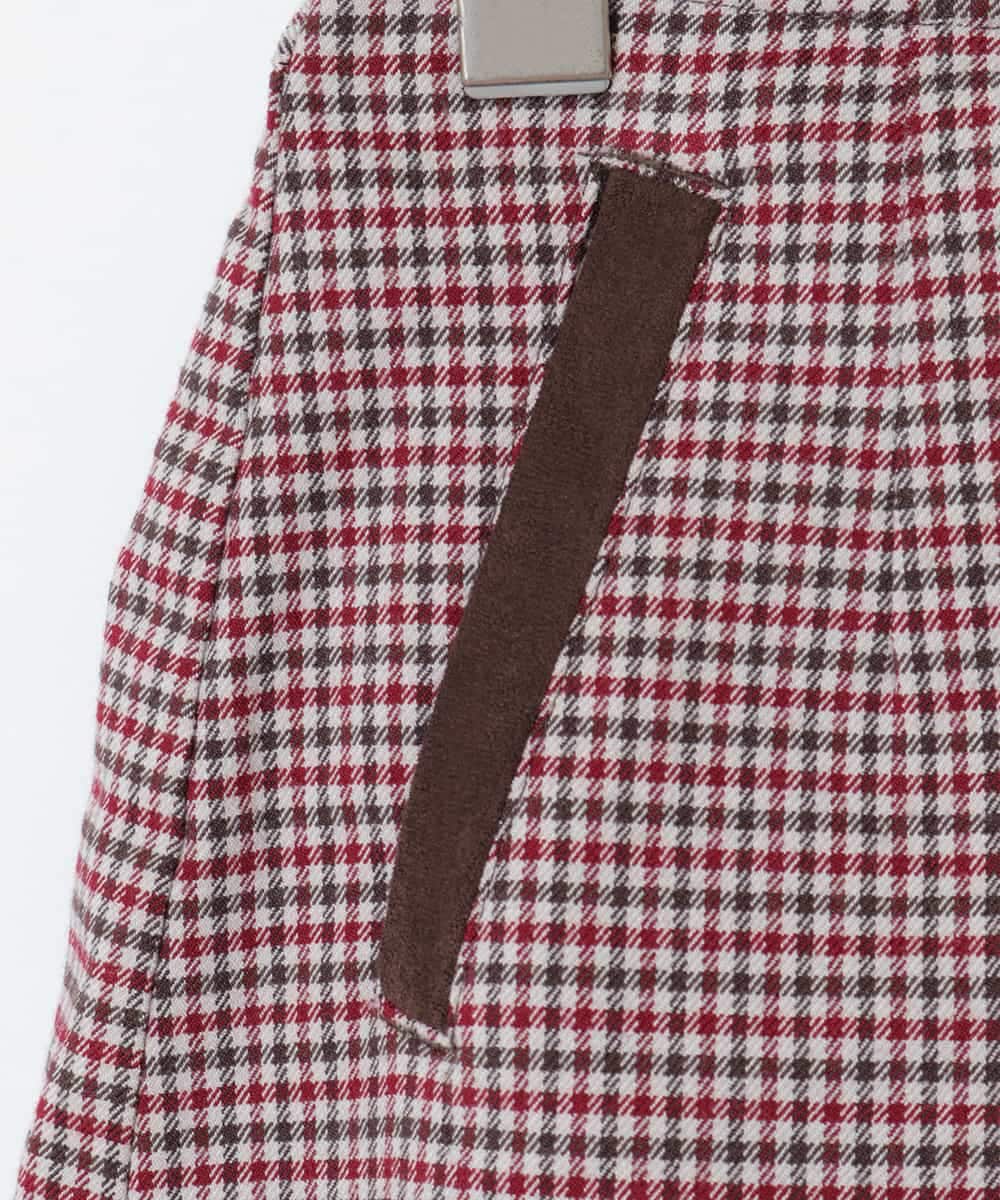 KJLJM23029 a.v.v KIDS(アー・ヴェ・ヴェ) [100-130]チェックガラアシメフロントラップパンツ ボルドー