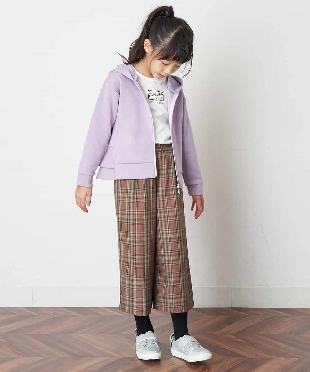 KJLJM24034 a.v.v KIDS(アー・ヴェ・ヴェ) [100-130]チェックガラサスペンダー付ワイドパンツ ブラウン