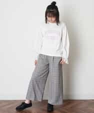 KJLJM24034 a.v.v KIDS(アー・ヴェ・ヴェ) [100-130]チェックガラサスペンダー付ワイドパンツ ブラウン