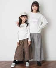 KJLJM24034 a.v.v KIDS(アー・ヴェ・ヴェ) [100-130]チェックガラサスペンダー付ワイドパンツ ブラウン