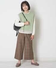 KJLJM24034 a.v.v KIDS(アー・ヴェ・ヴェ) [100-130]チェックガラサスペンダー付ワイドパンツ ブラウン