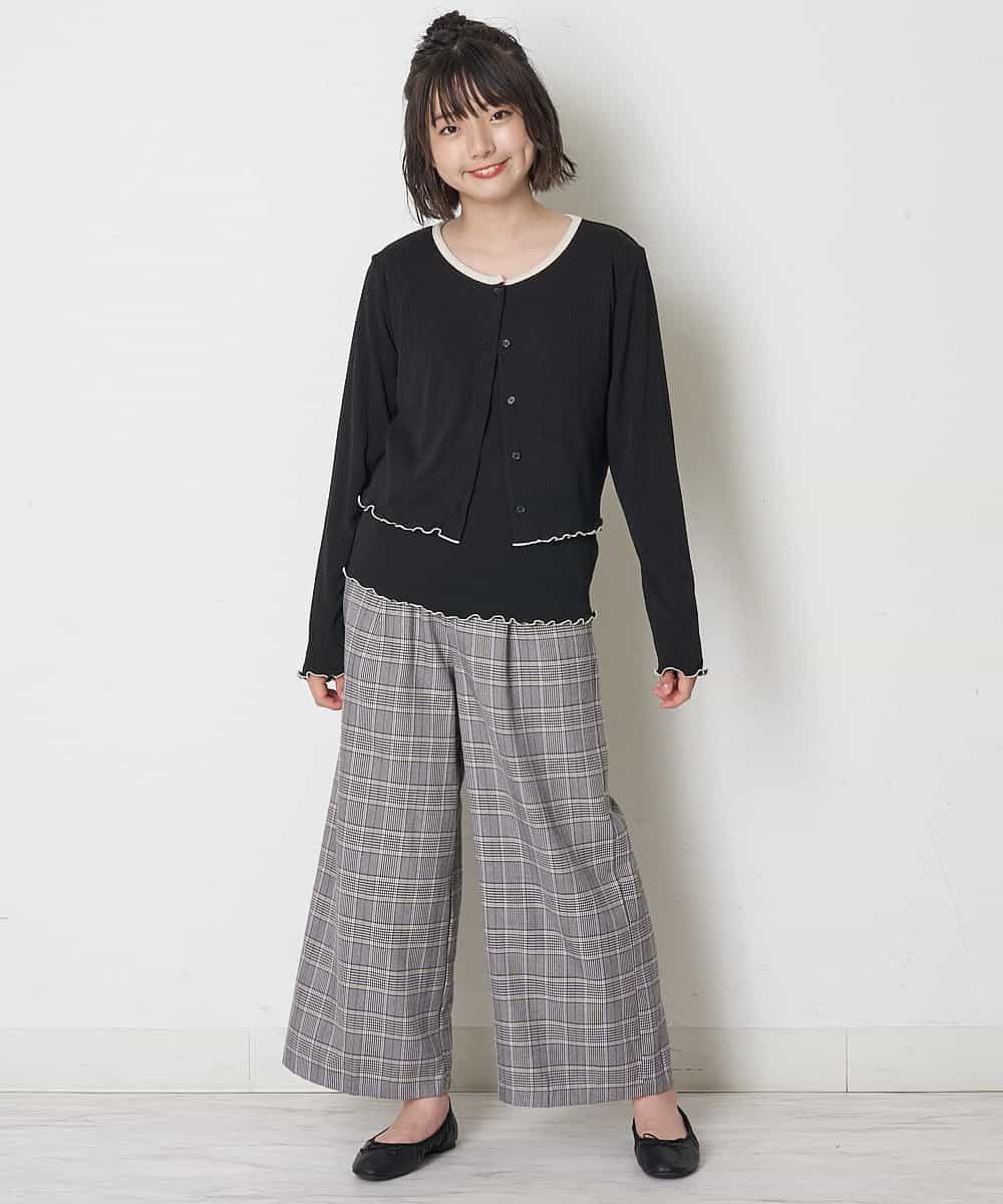 KJLJM24034 a.v.v KIDS(アー・ヴェ・ヴェ) [100-130]チェックガラサスペンダー付ワイドパンツ ブラウン