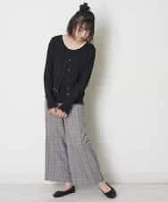 KJLJM24034 a.v.v KIDS(アー・ヴェ・ヴェ) [100-130]チェックガラサスペンダー付ワイドパンツ ブラウン