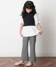 KJLJM26029 a.v.v KIDS(アー・ヴェ・ヴェ) [100-130]チェックガラカットソーパンツ ブラック