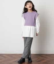 KJLJM26029 a.v.v KIDS(アー・ヴェ・ヴェ) [100-130]チェックガラカットソーパンツ ブラック