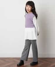 KJLJM26029 a.v.v KIDS(アー・ヴェ・ヴェ) [100-130]チェックガラカットソーパンツ ブラック