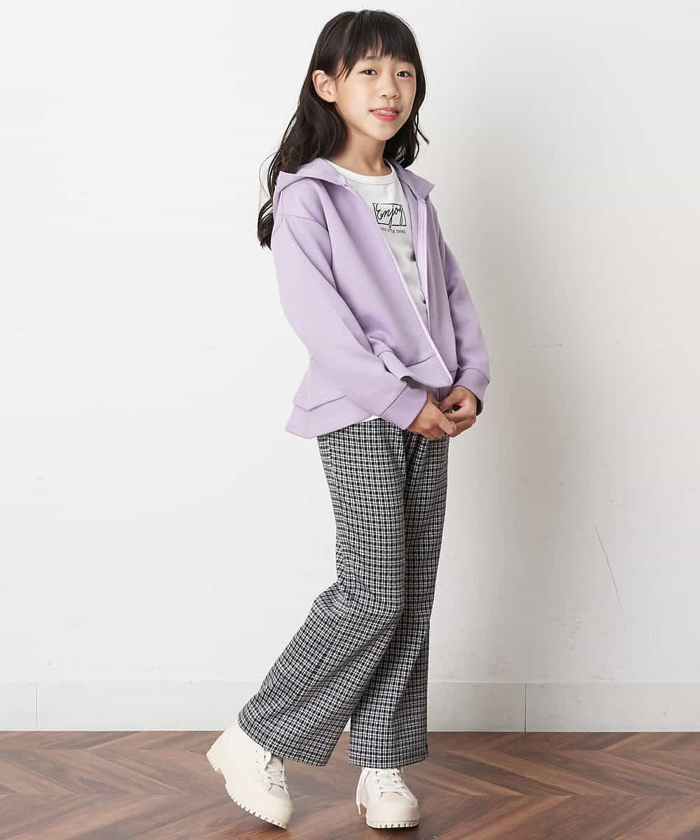 KJLJM26029 a.v.v KIDS(アー・ヴェ・ヴェ) [100-130]チェックガラカットソーパンツ ブラック