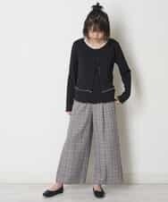 KJLJO24044 a.v.v KIDS(アー・ヴェ・ヴェ) [160]チェックガラサスペンダー付ワイドパンツ[WEB限定サイズ] ブラック