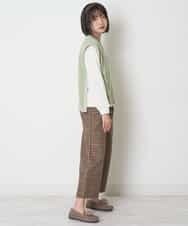 KJLJO24044 a.v.v KIDS(アー・ヴェ・ヴェ) [160]チェックガラサスペンダー付ワイドパンツ[WEB限定サイズ] ブラック