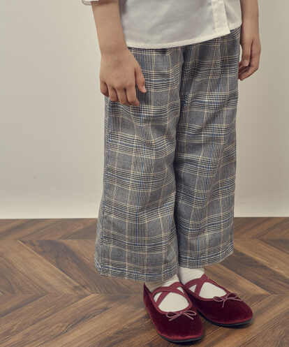 KJLJP31034 a.v.v KIDS [110-130]【2WAY】サスペンダー付きチェック柄ワイドパンツ