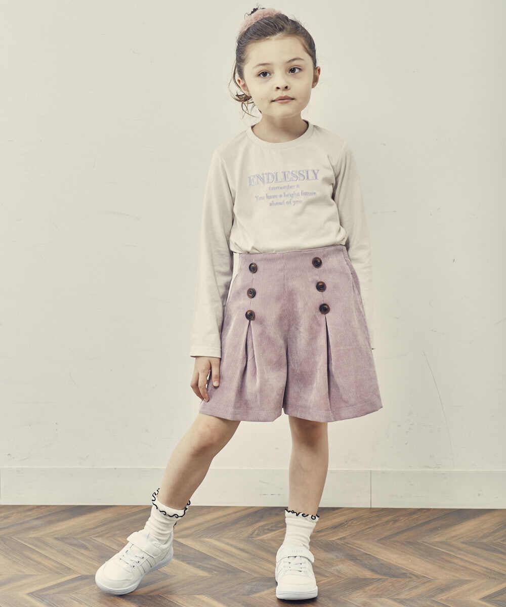 KJLJP33029 a.v.v KIDS(アー・ヴェ・ヴェ) [100-130]ブライトコールフロントボタンショートパンツ ピンク