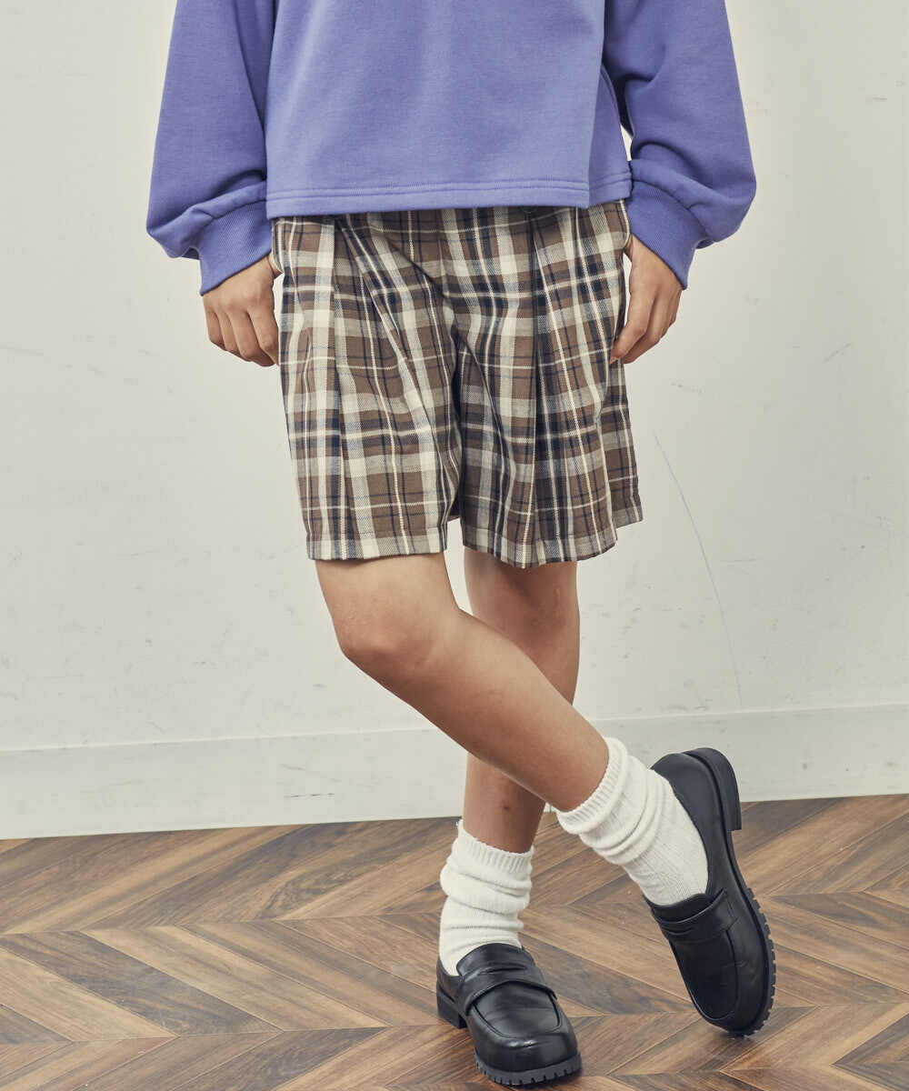 KJLJP34029 a.v.v KIDS(アー・ヴェ・ヴェ) [100-130]チェック柄ショートパンツ ライトブルー