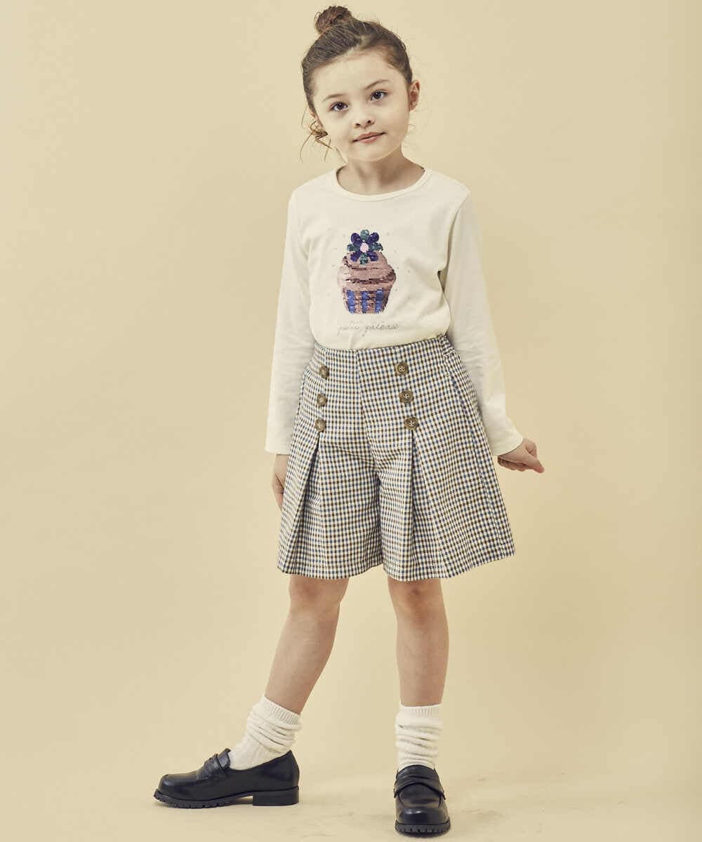 KJLJP34029 a.v.v KIDS(アー・ヴェ・ヴェ) [100-130]チェック柄ショートパンツ ライトブルー
