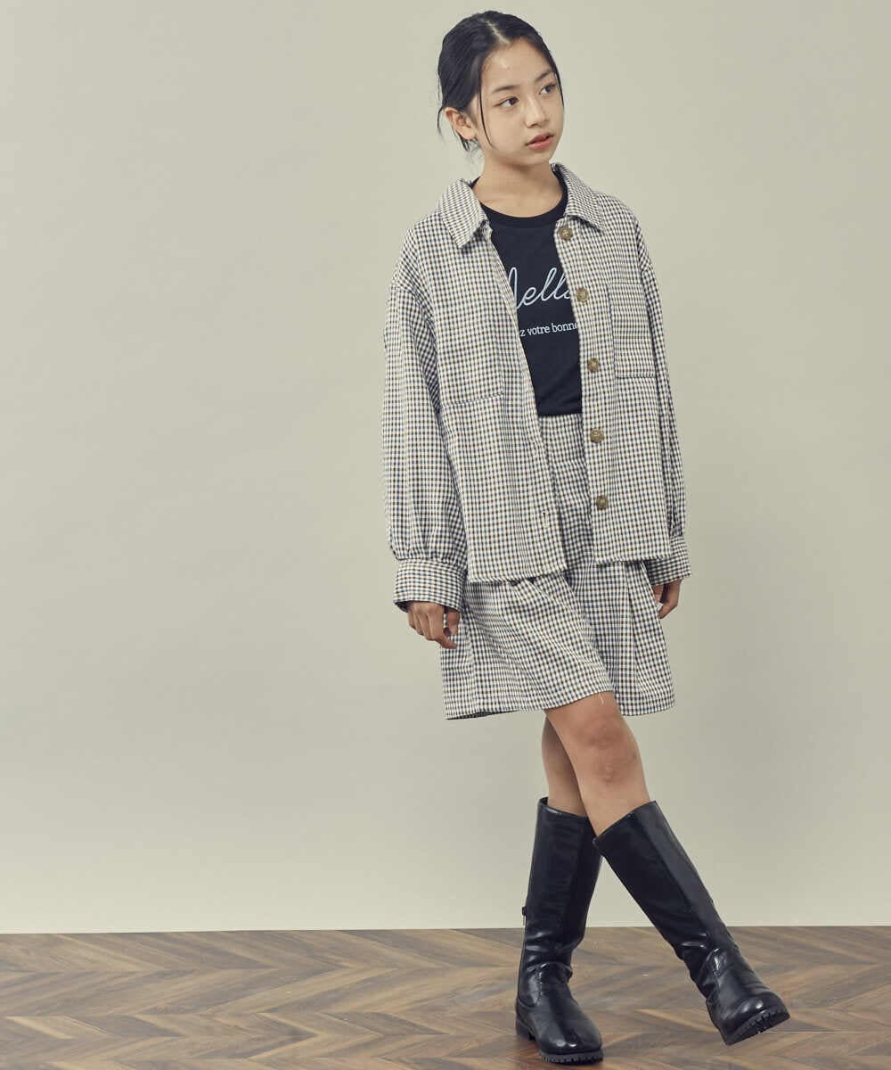 KJLJP34029 a.v.v KIDS(アー・ヴェ・ヴェ) [100-130]チェック柄ショートパンツ ライトブルー
