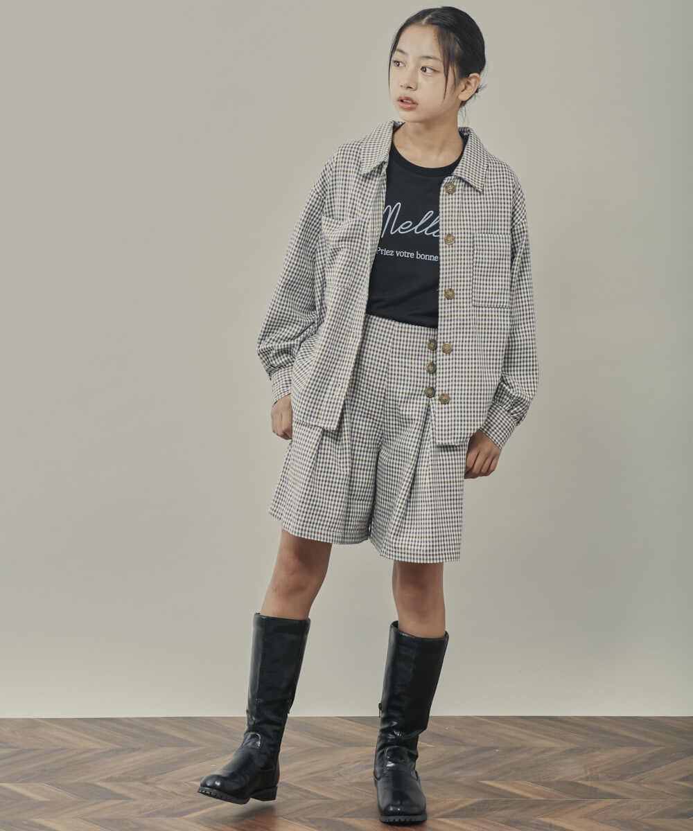 KJLJP34029 a.v.v KIDS(アー・ヴェ・ヴェ) [100-130]チェック柄ショートパンツ ライトブルー