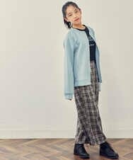 KJLJQ31039 a.v.v KIDS(アー・ヴェ・ヴェ) [140-150]【2WAY】サスペンダー付きチェック柄ワイドパンツ ブラウン