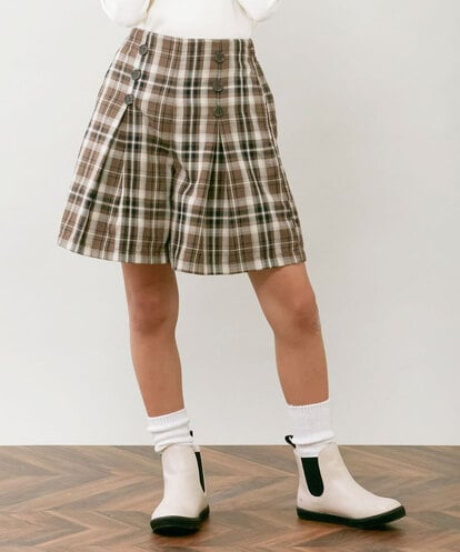 KJLJQ34034  [140-150]チェック柄ショートパンツ