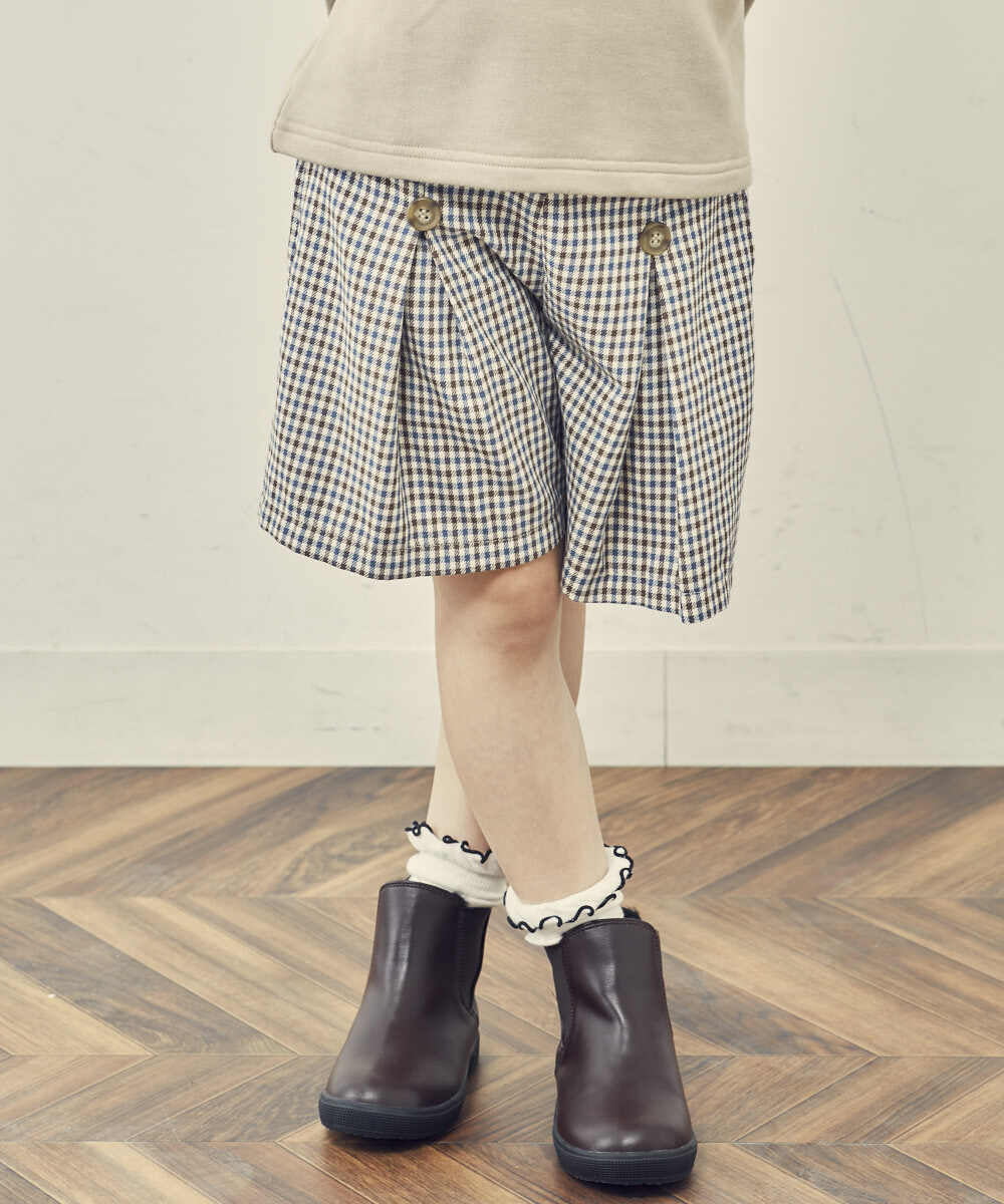 KJLJQ34034 a.v.v KIDS(アー・ヴェ・ヴェ) [140-150]チェック柄ショートパンツ ブラウン