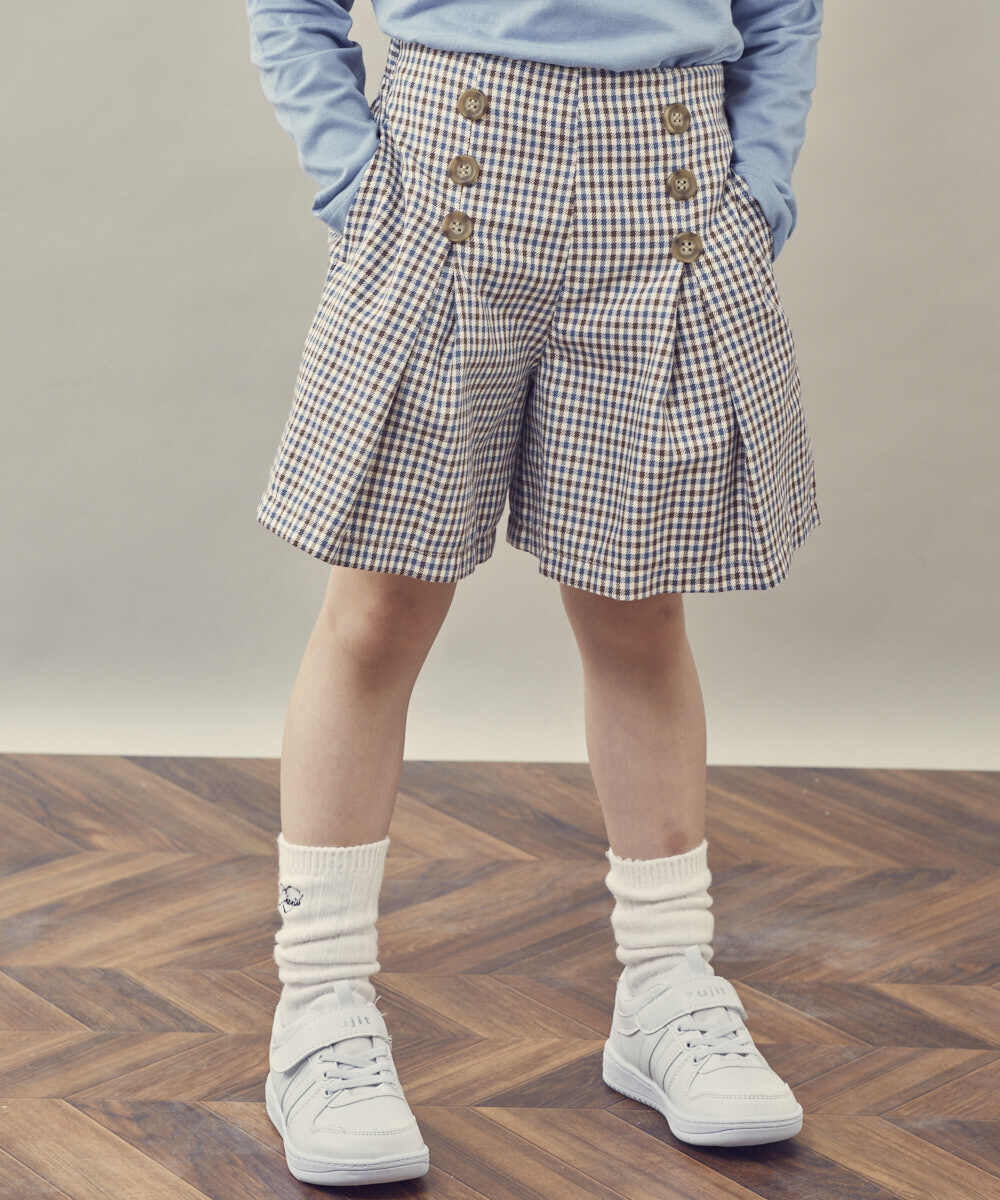 KJLJQ34034 a.v.v KIDS(アー・ヴェ・ヴェ) [140-150]チェック柄ショートパンツ ブラウン