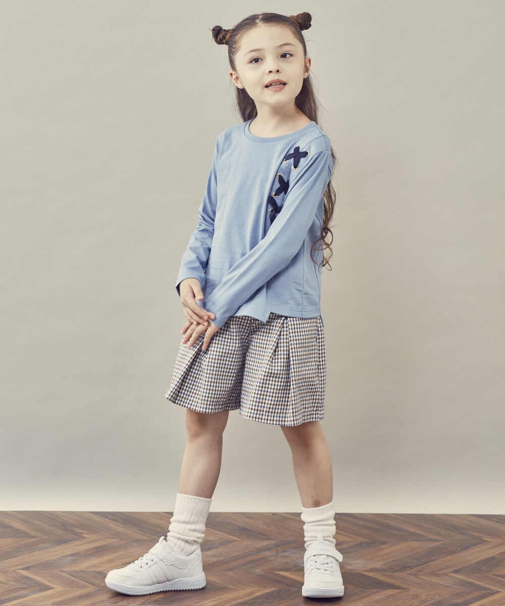 KJLJQ34034 a.v.v KIDS(アー・ヴェ・ヴェ) [140-150]チェック柄ショートパンツ ブラウン