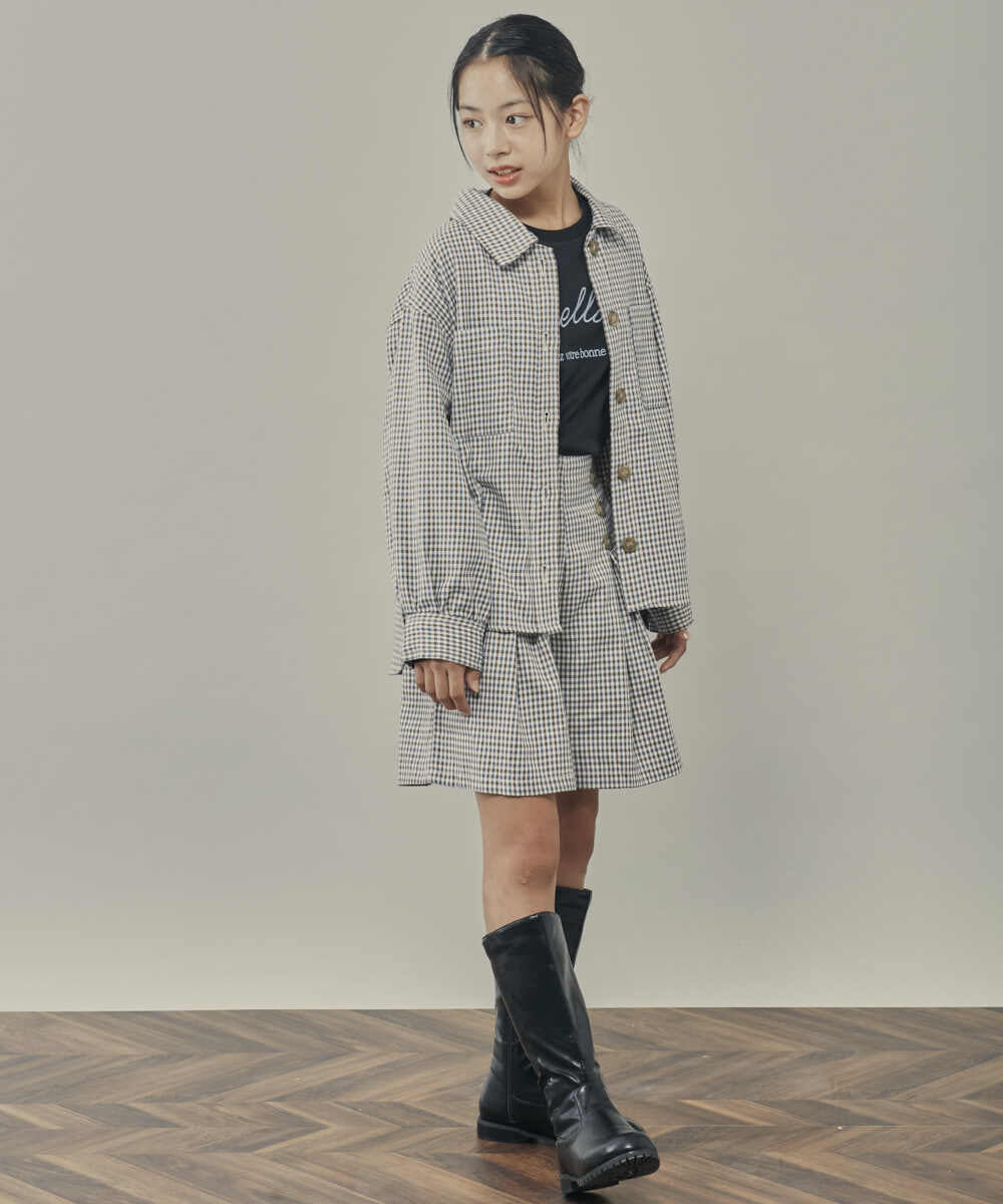 KJLJQ34034 a.v.v KIDS(アー・ヴェ・ヴェ) [140-150]チェック柄ショートパンツ ブラウン