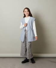 KJLJS32034 a.v.v KIDS(アー・ヴェ・ヴェ) [100-130]サスペンダー付きチェックワイドパンツ ネイビー