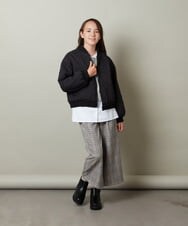 KJLJS32034 a.v.v KIDS(アー・ヴェ・ヴェ) [100-130]サスペンダー付きチェックワイドパンツ ネイビー